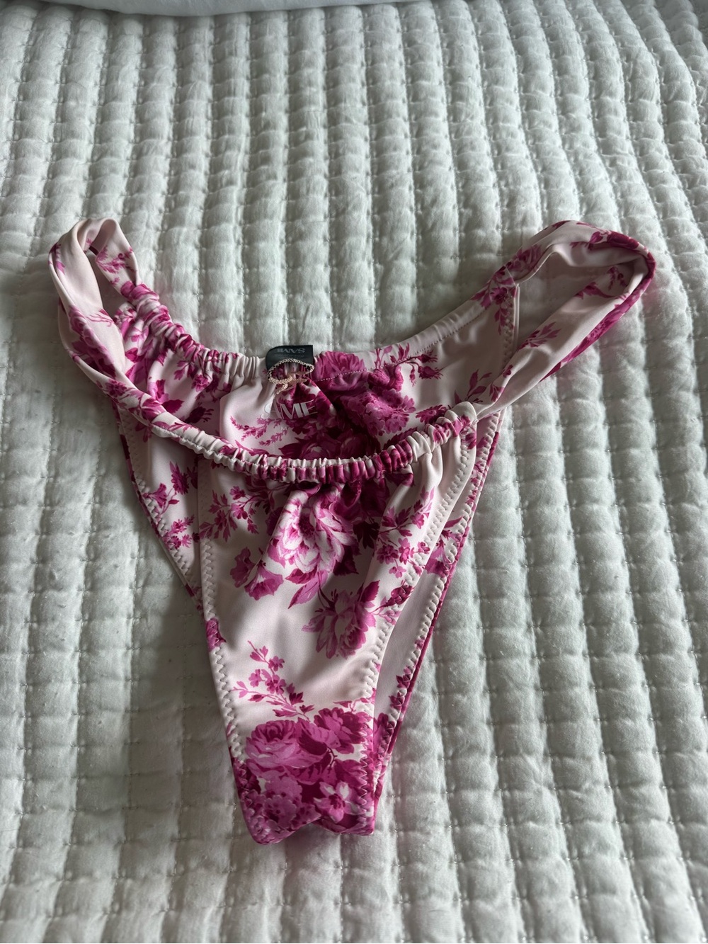 Floral Ruched Pink Bikini Bottom